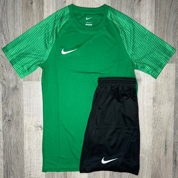 Nike Dri Fit Academy Set - Tee & Shorts - Green / Black