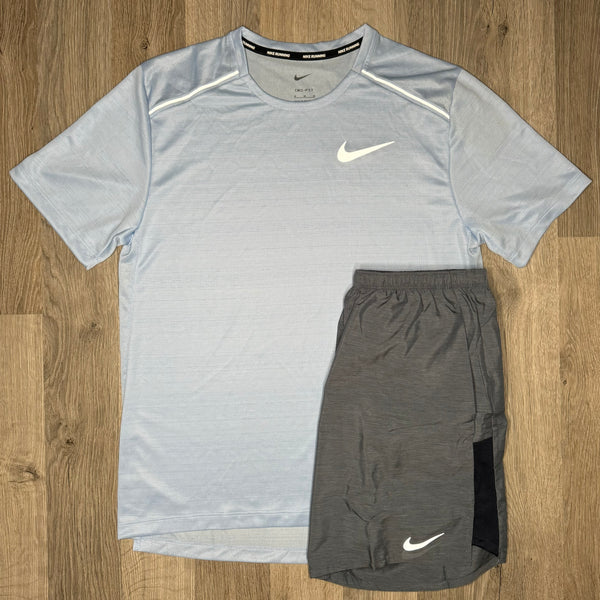 Nike Miler & Challenger Set  - Tee & Shorts - Cobalt / Obsidian Blue