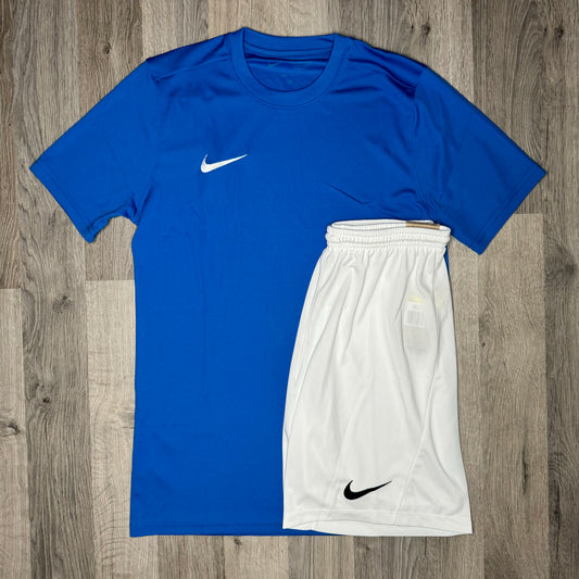 Nike Dri Fit Set - Tee & Shorts - Royal Blue / White