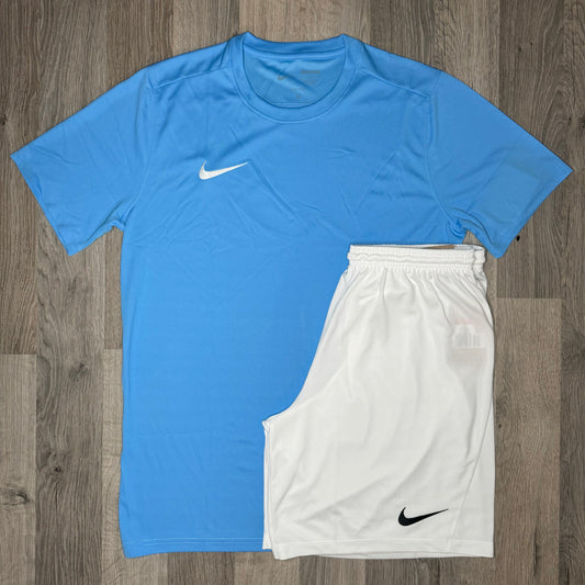 Nike Dri Fit Set - Tee & Shorts - University Blue / White