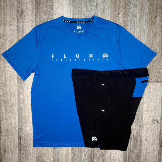 Flux Graphic & Performance Set - Tee & Shorts - Black / Blue