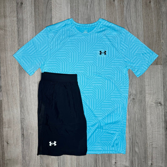 Under Armour Geotessa / Stride Set - Tee & Shorts - Blue / Black