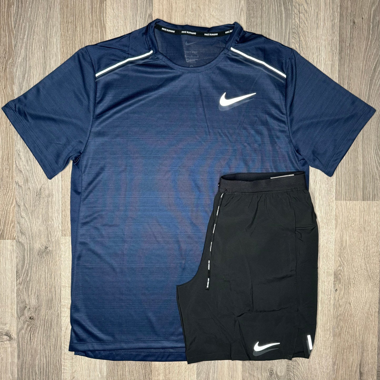 Nike Miler & Flex Stride Set - Tee / Shorts - Navy / Black