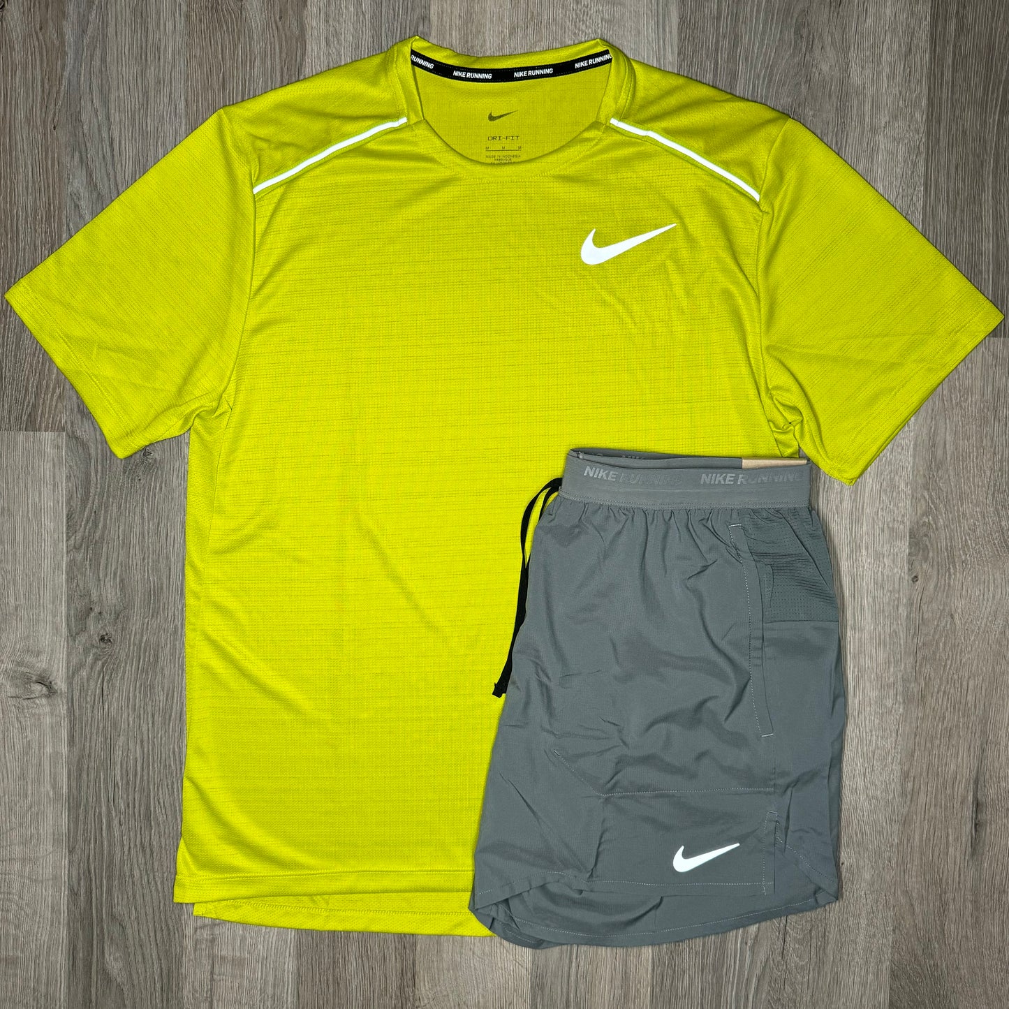 Nike Miler & Flex Stride Set - Tee & Shorts -  Dusty Cactus / Grey