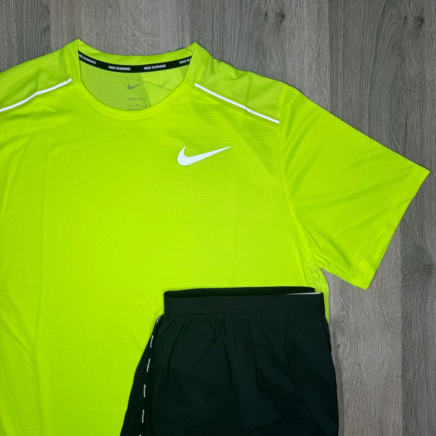 Nike Miler & Flex Stride Set - Tee / Shorts - Volt / Black