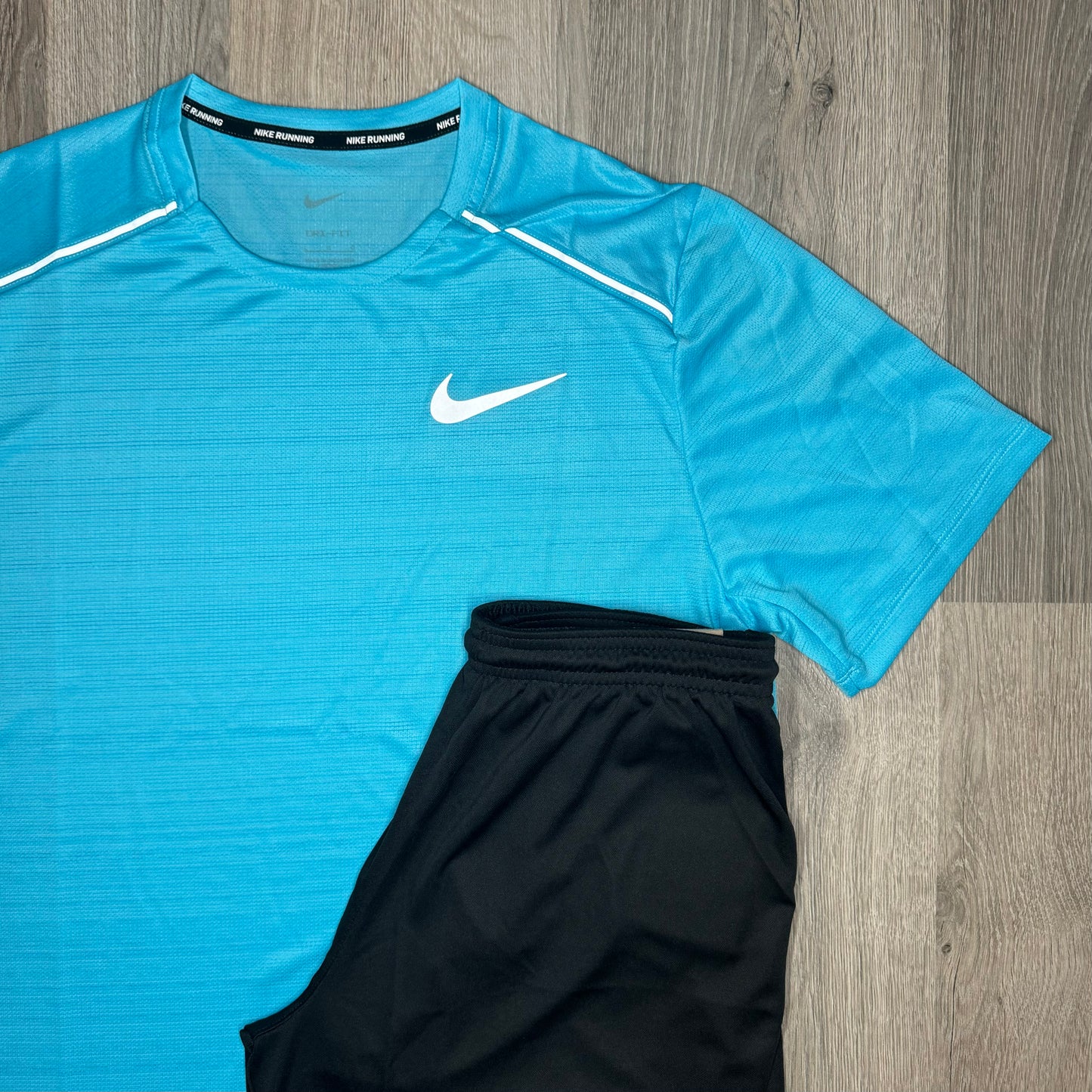 Nike Miler & Dri Fit Set - Tee & Shorts - Baltic Blue / Black