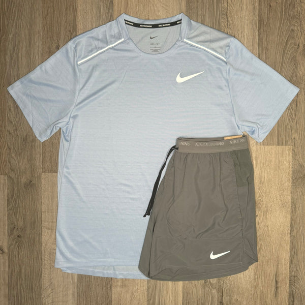 Nike Miler / Flex Stride Set - Tee / Shorts - Cobalt Blue / Grey