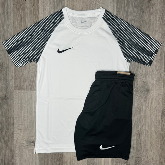 Nike Dri Fit Academy Set - Tee & Shorts - White / Black