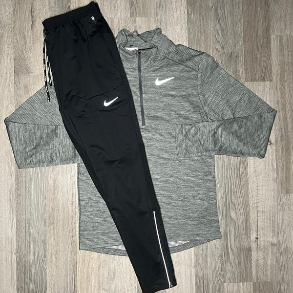 Nike Pacer / Phenom Elite Set - Half Zip & Bottoms - Grey / Black