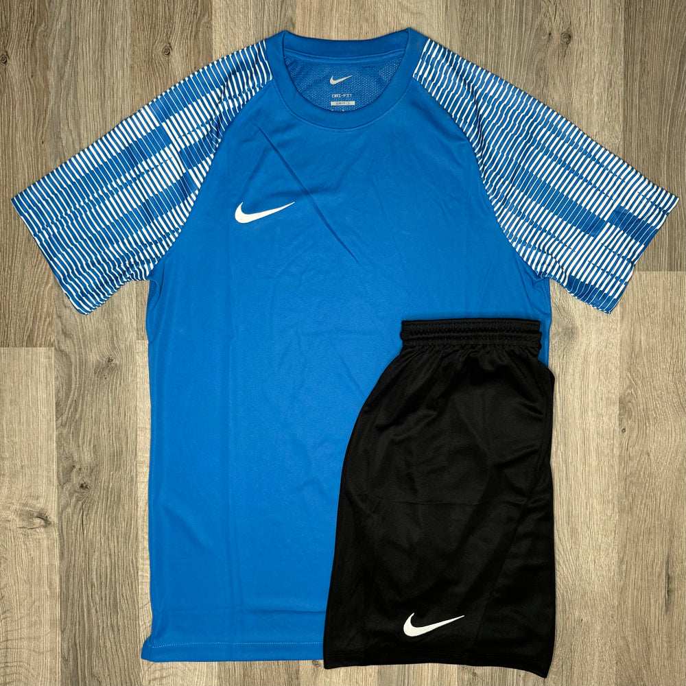 Nike Dri Fit Academy Set - Tee & Shorts - Blue / Black (Junior)