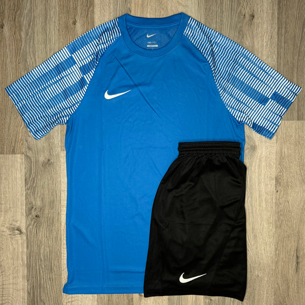 Nike Dri Fit Academy Set - Tee & Shorts - Blue / Black (Junior)