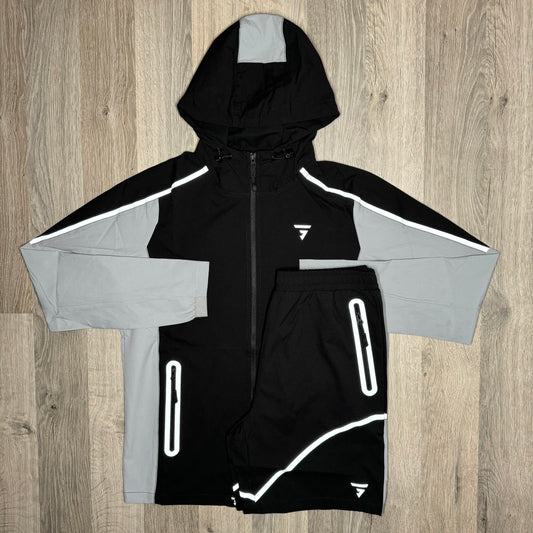 GRIID Reflect Set - Windrunner & Shorts - Black / Grey (Junior)