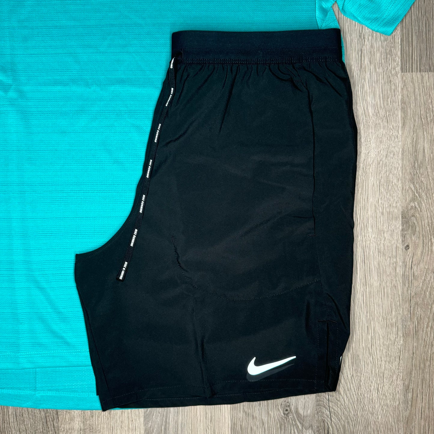 Nike Miler & Flex Stride Set - Tee & Shorts - Mineral Blue / Black