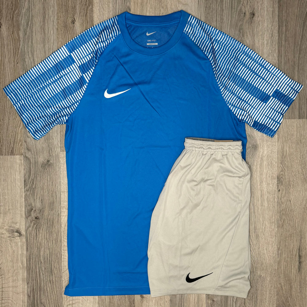 Nike Dri Fit Academy Set - Tee & Shorts - Blue / Grey (Junior)