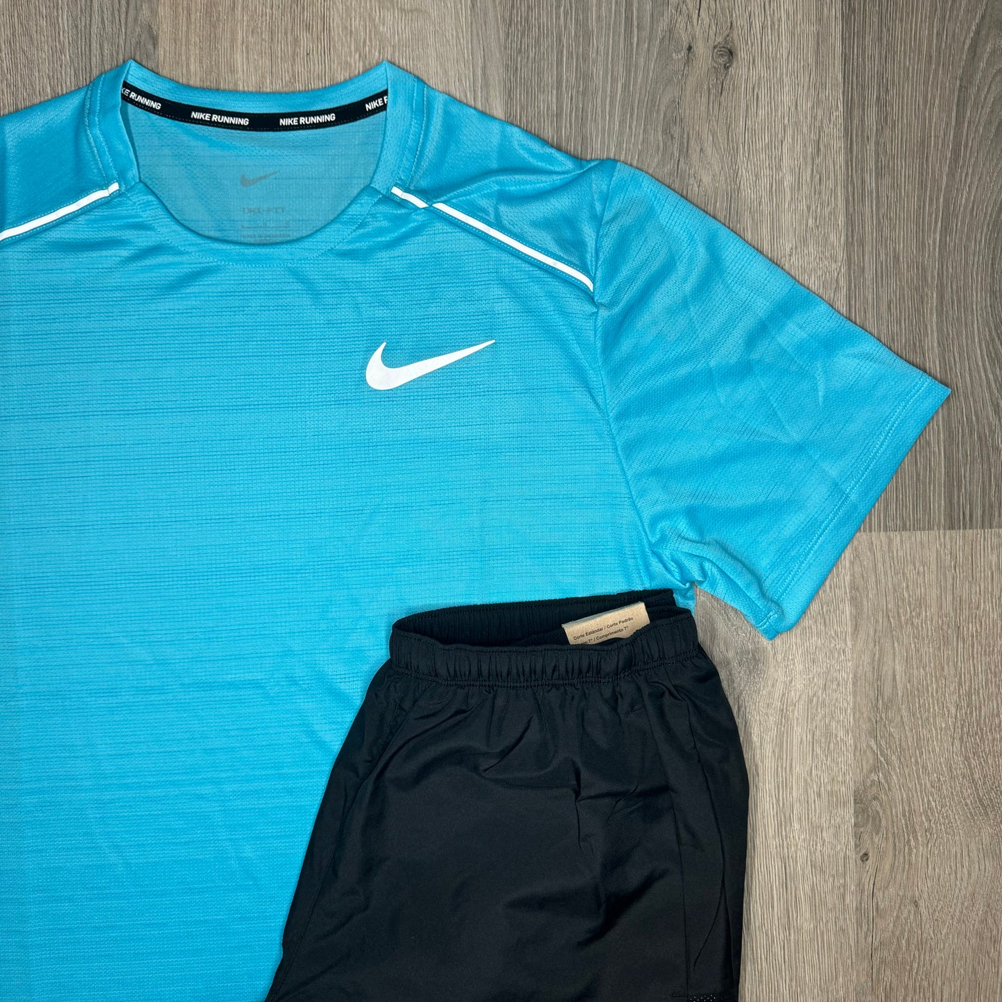 Nike Miler & Challenger Set - Tee & Shorts - Baltic Blue / Black