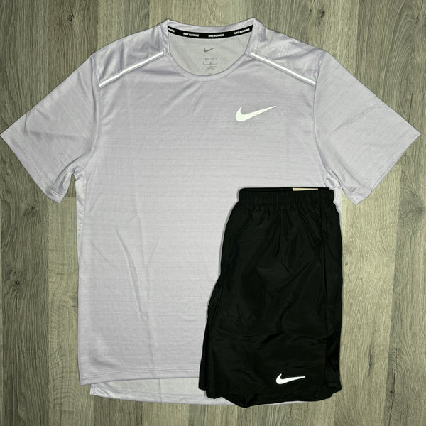 Nike Miler & Challenger Set - Tee & Shorts - Hydrangea Pink / Black