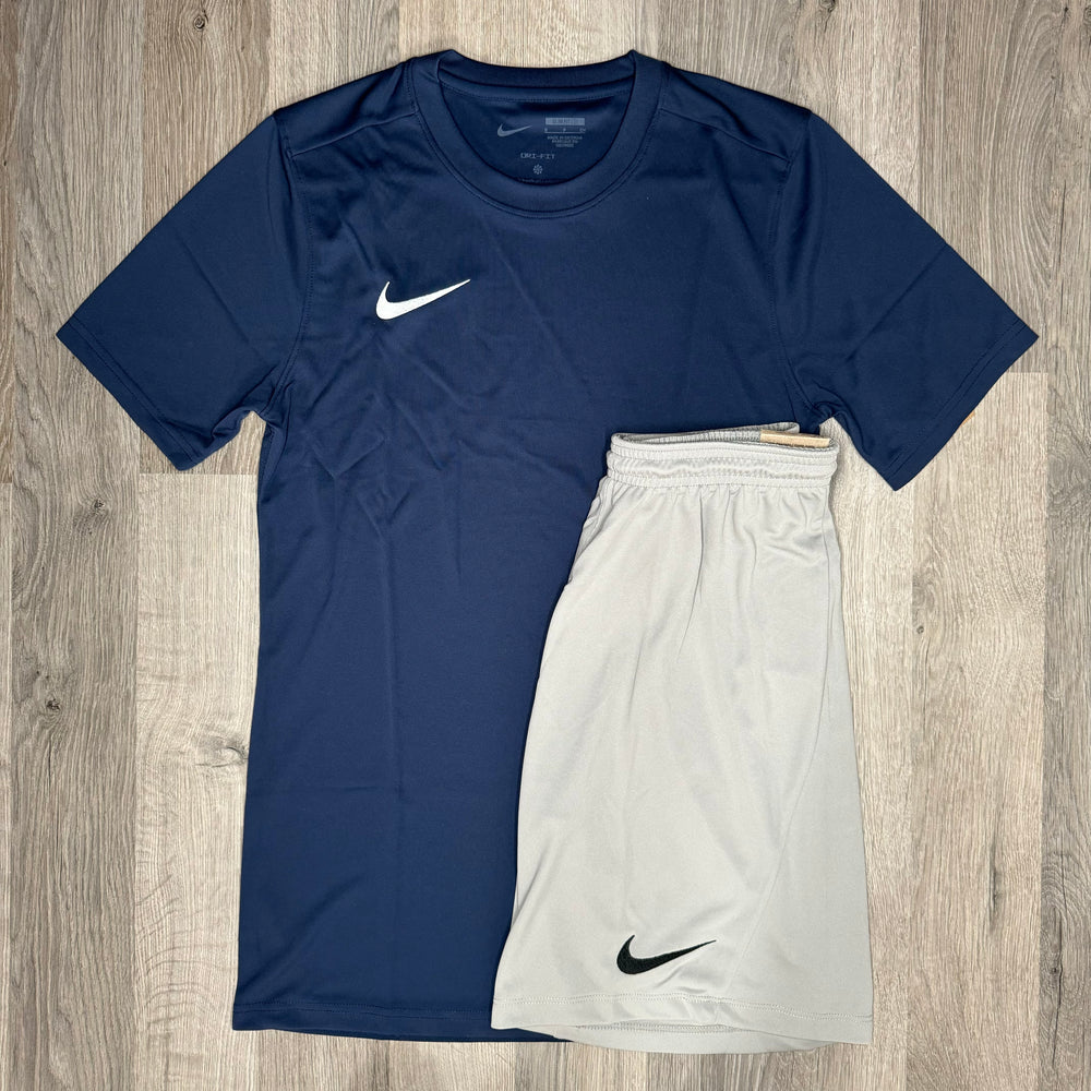 Nike Dri Fit Set - Tee & Shorts - Navy / Grey (Junior)