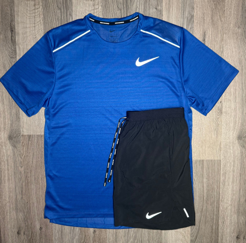 Nike Miler & Flex Stride - Tee & Shorts - Dark Blue / Black