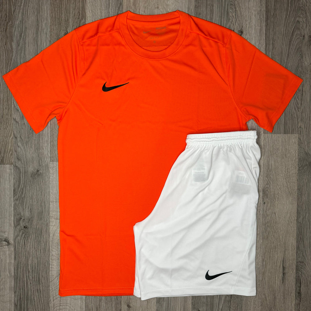 Nike Dri Fit Set - Tee & Shorts - Orange / White (Junior)