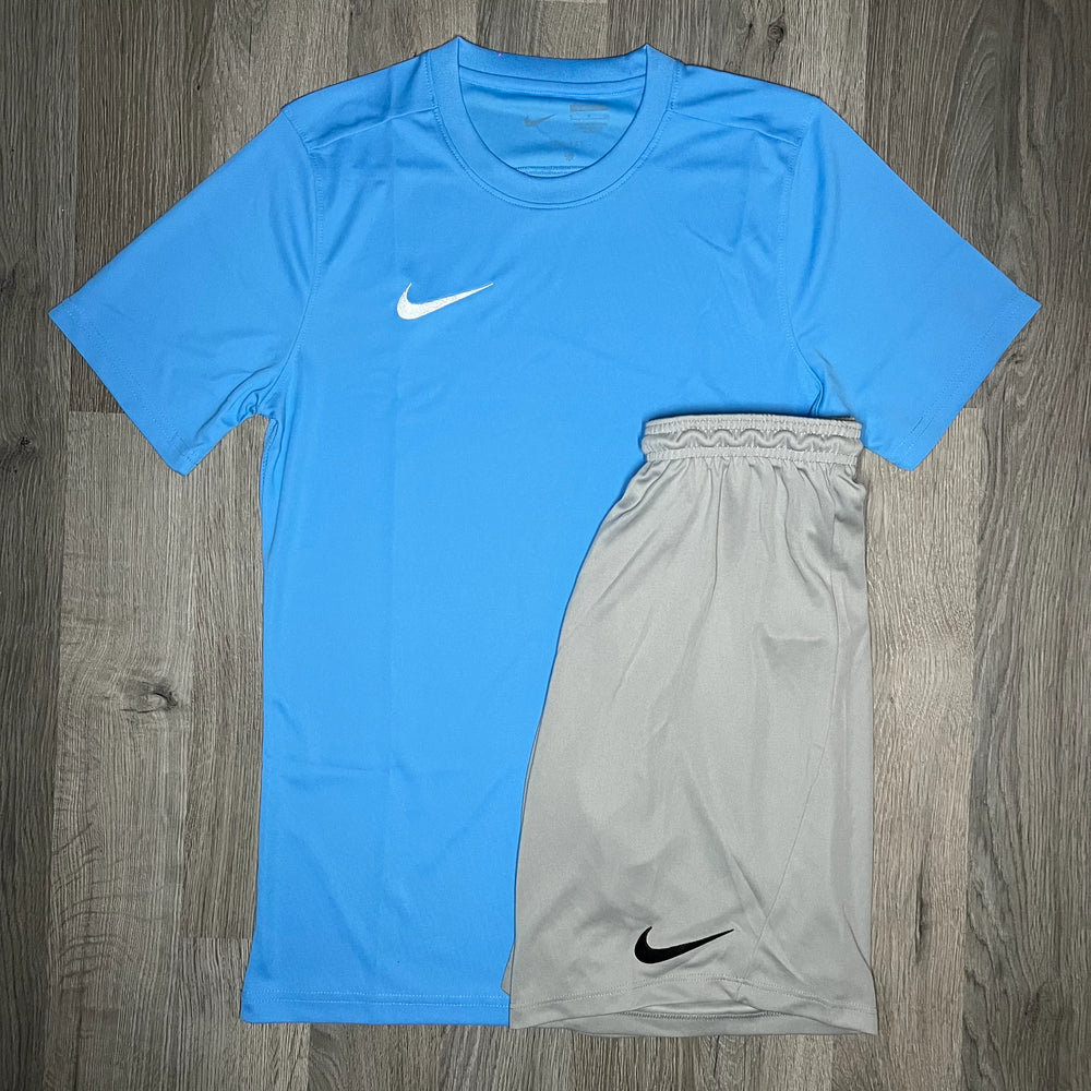 Nike Dri Fit Set - Tee & Shorts - University Blue / Grey (Junior)