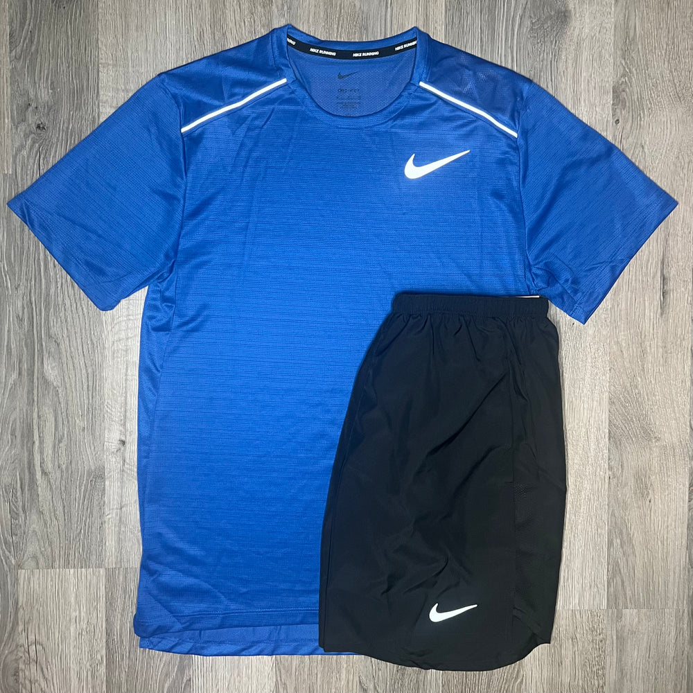 Nike Miler & Challenger Set - Tee & Shorts - Royal Blue / Black