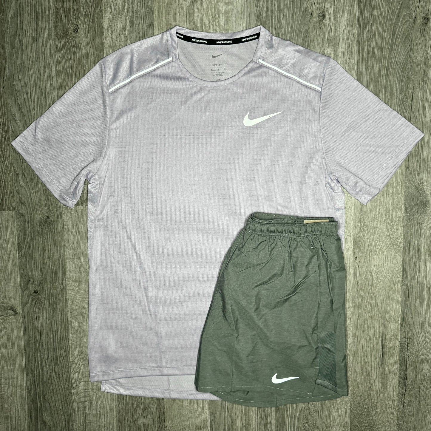 Nike Miler & Challenger Set - Tee & Shorts - Hydrangea Pink / Grey