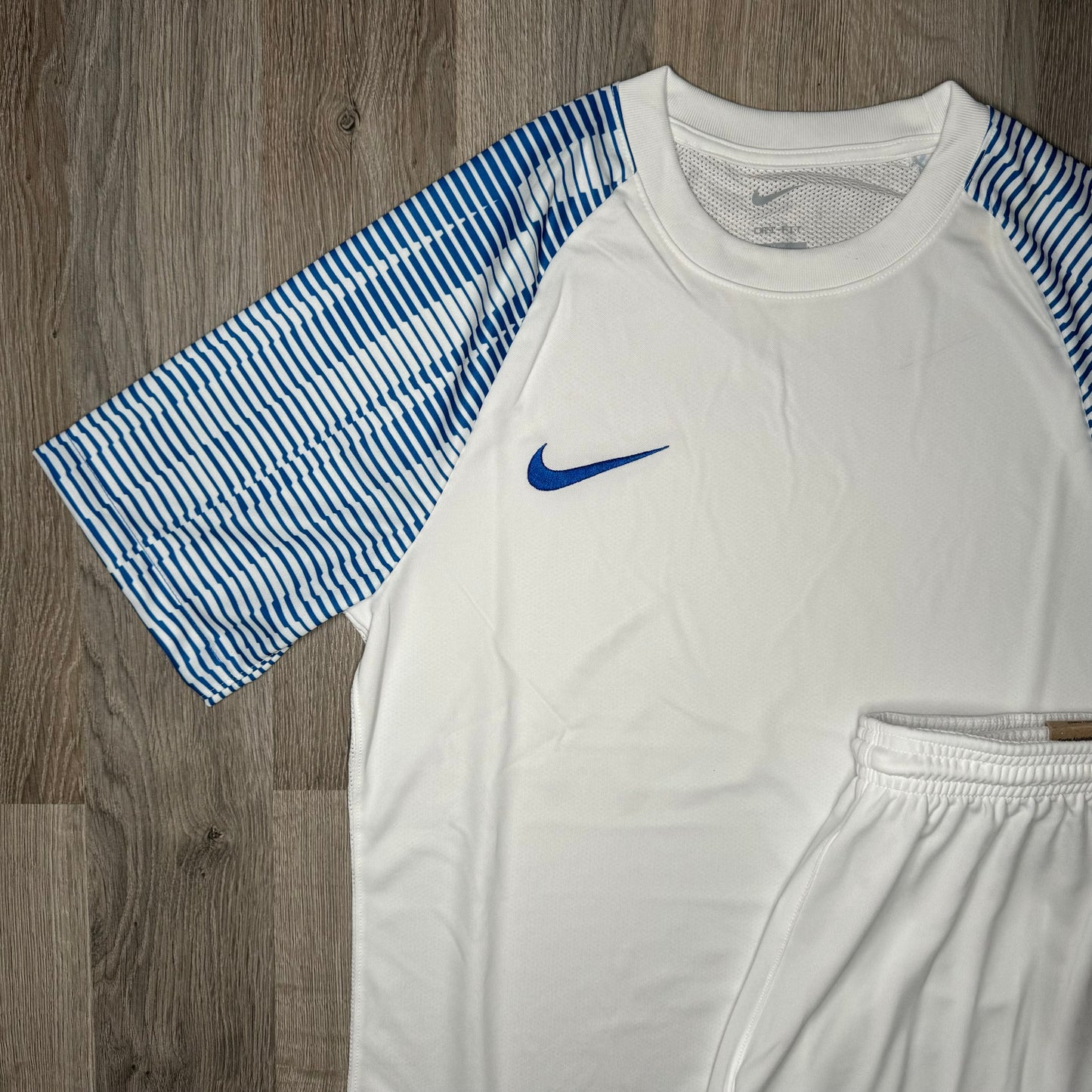 Nike Dri Fit Academy Set - Tee & Shorts - White / Blue