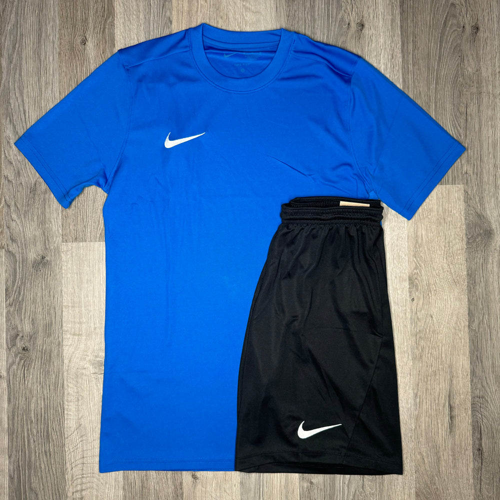 Nike Dri Fit Set - Tee & Shorts - Royal Blue / Black