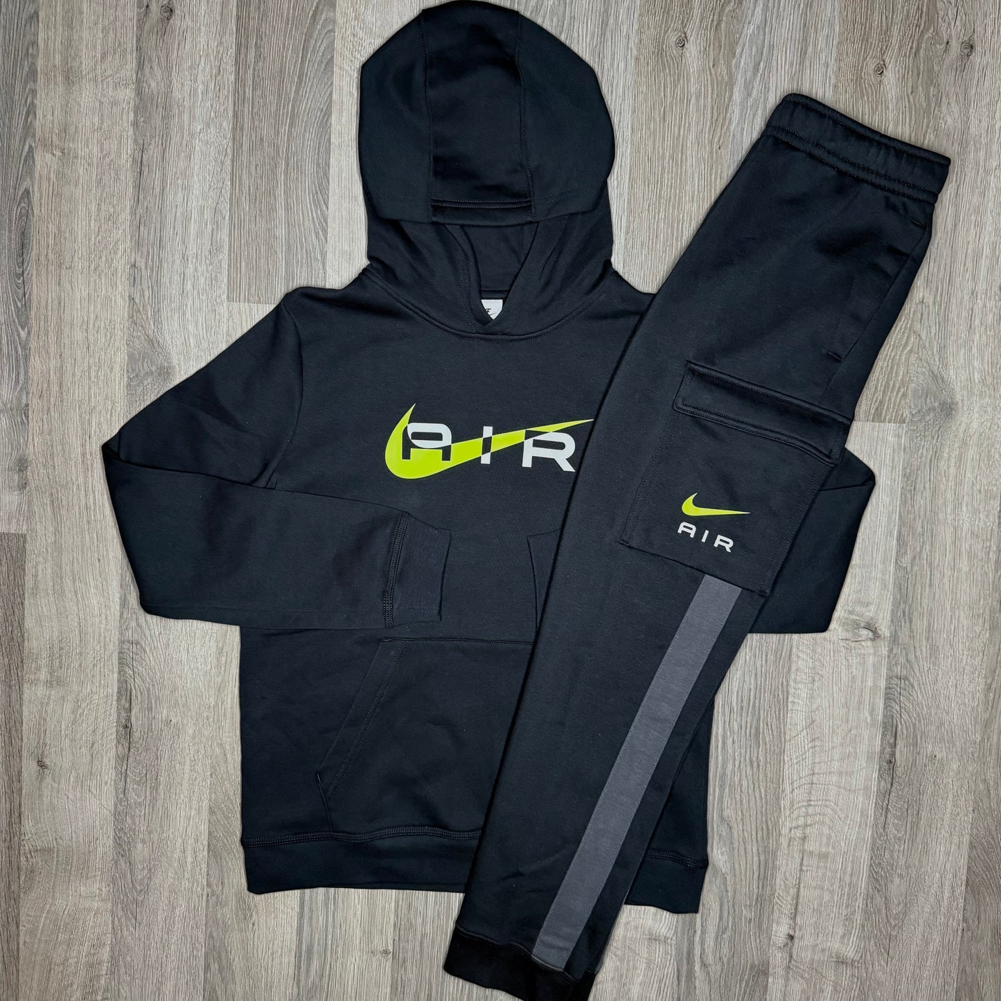 Nike Air Hoodie & Joggers Set - Black / Volt (Junior)