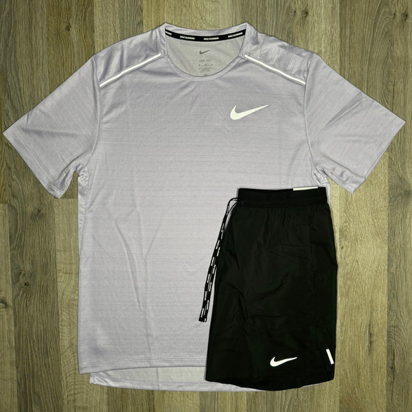 Nike Miler & Flex Stride 2.0 Set - Tee & Shorts - Hydrangea Pink / Black