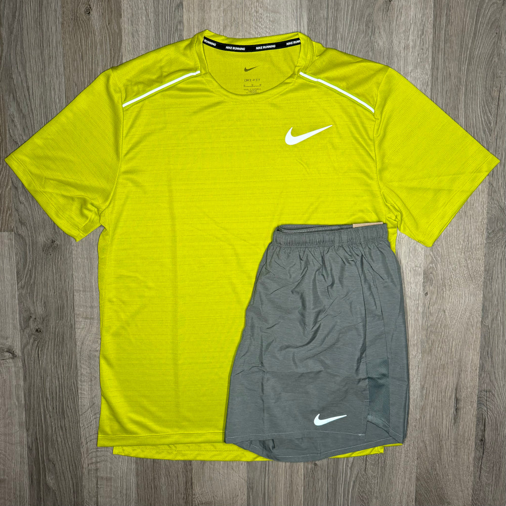 Nike Miler & Challenger Set - Tee & Shorts - Dusty Cactus / Grey