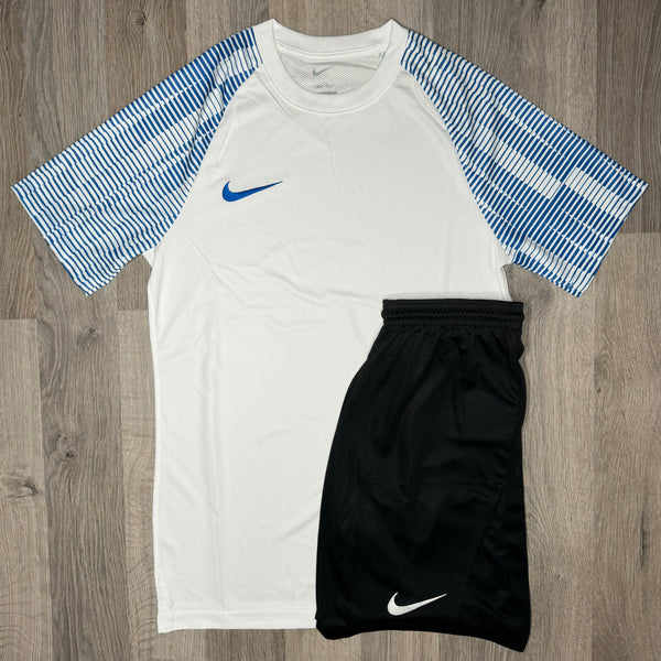 Nike Dri Fit Academy Set - Tee & Shorts - White / Blue / Black