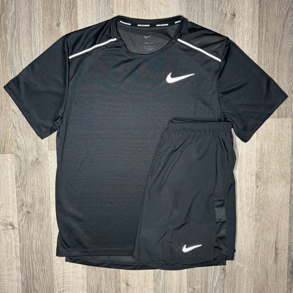 Nike Miler / Challenger Set - Tee / Shorts - Black / Black