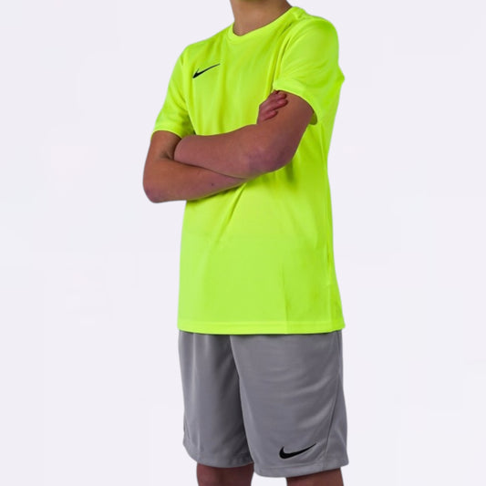 Nike Dri Fit Set - Tee & Shorts - Volt / Grey (Junior)