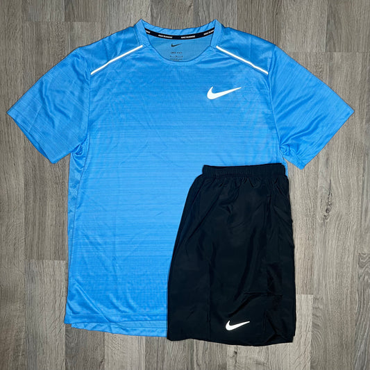 Nike Miler & Challenger Set - Tee & Shorts - University Blue + Black