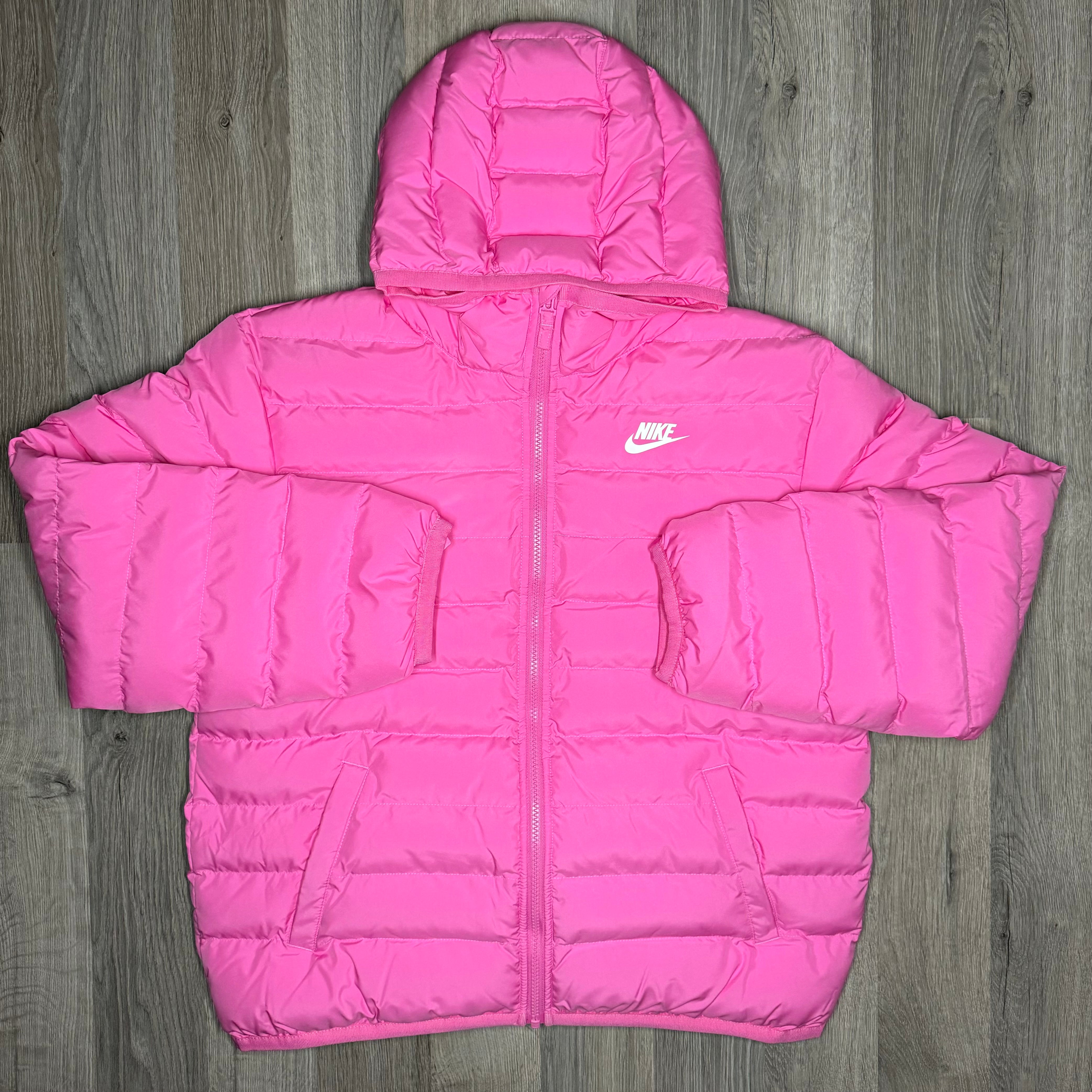 Pink nike puffer jacket online