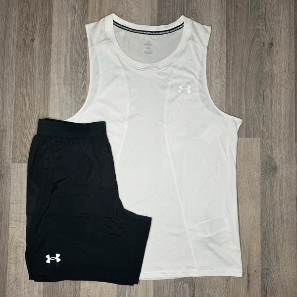 Under Armour Speed Stride Set - Vest & Shorts - White / Black