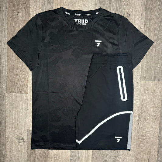 GRIID Camo Set - Tee & Shorts - Black (Junior)