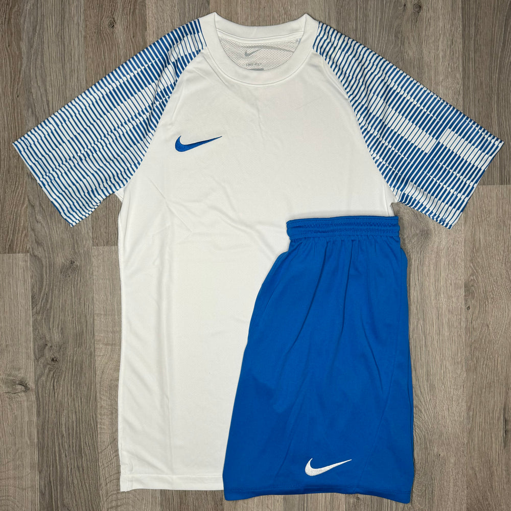 Nike Dri Fit Academy Set - Tee & Shorts - White / Blue