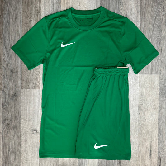 Nike Dri Fit Set - Tee & Shorts - Dark Green