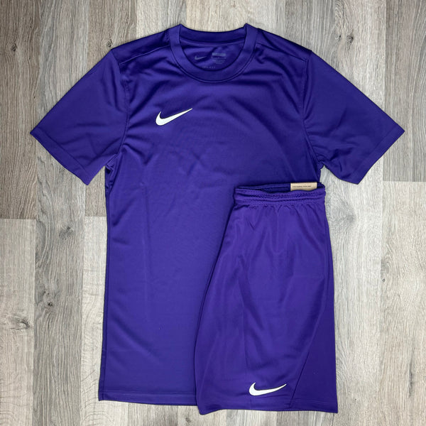 Nike Dri Fit Set - Tee & Shorts - Purple (Junior)