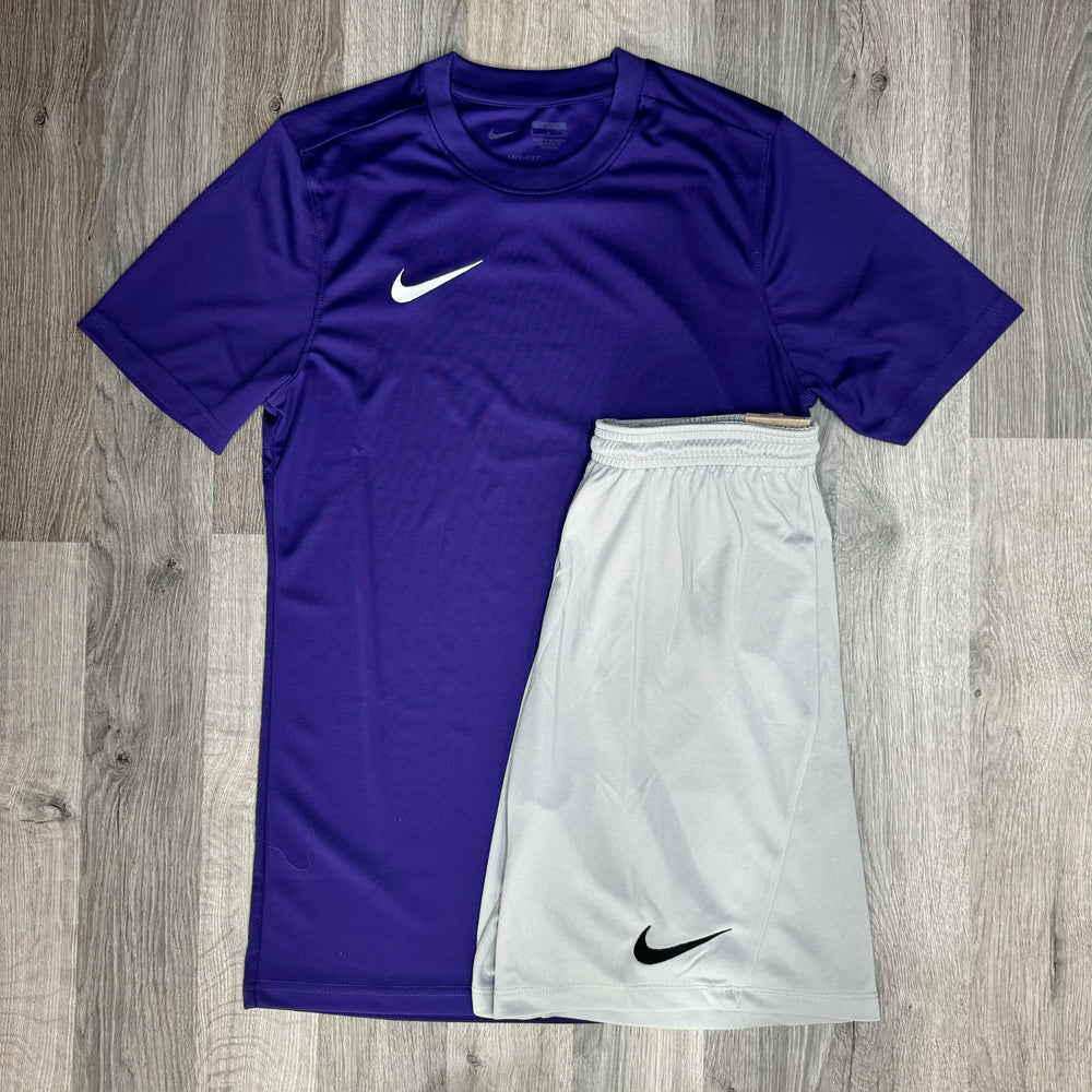 Nike Dri Fit Set - Tee & Shorts - Purple / Grey