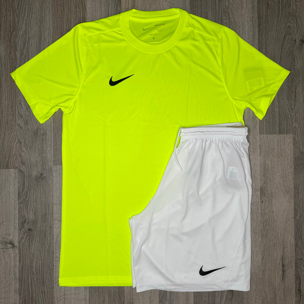 Nike Dri Fit Set - Tee & Shorts - Volt / White