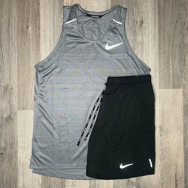 Nike Miler / Flex Set - Vest & Shorts - Grey / Black