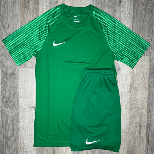 Nike Dri Fit Academy Set - Tee & Shorts - Green (Junior)