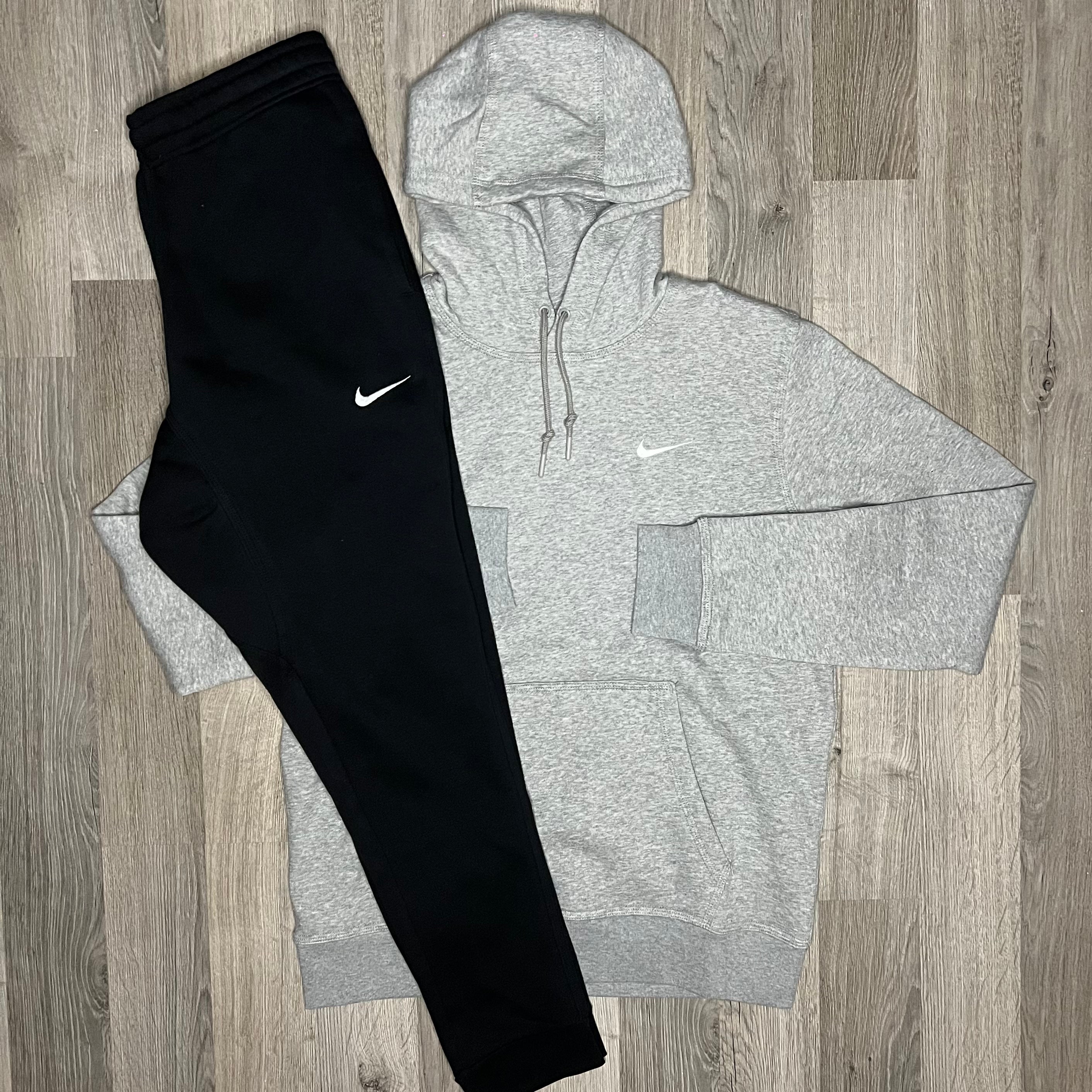 Nike Club Set Hoodie Joggers Grey Black