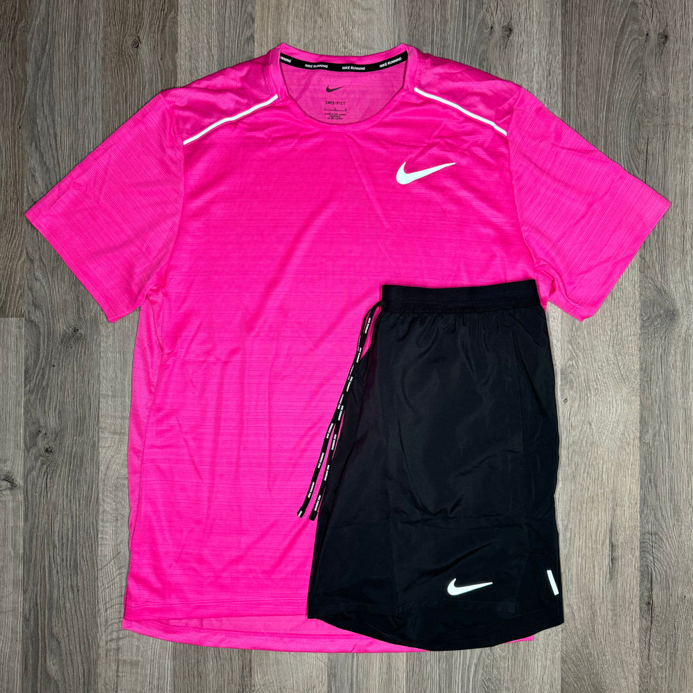 Nike Miler / Flex Stride Set - Tee / Shorts - Pink / Black