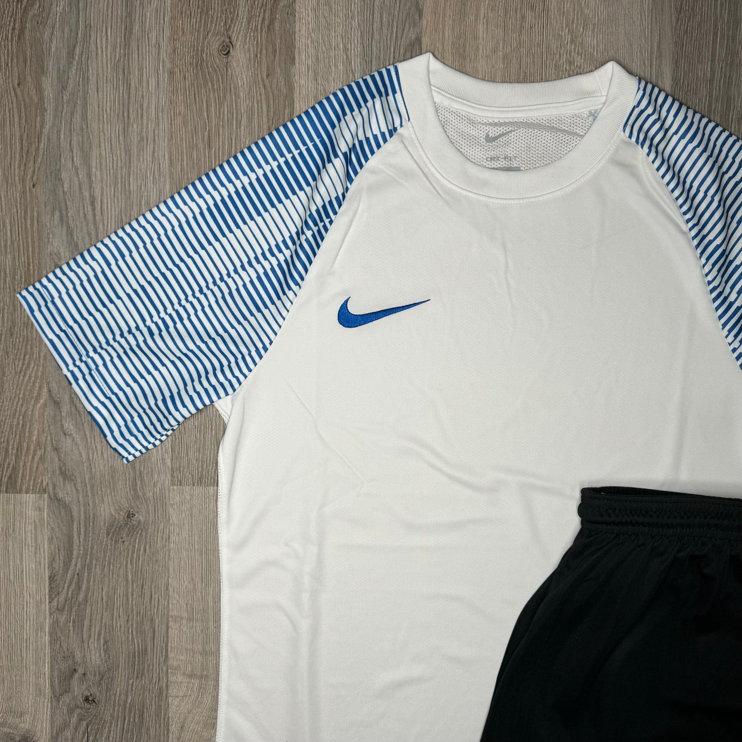 Nike Dri Fit Academy Set - Tee & Shorts - White / Blue / Black