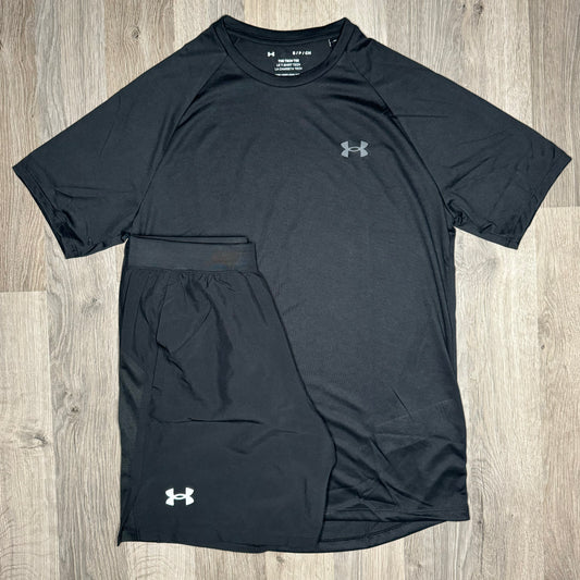 Under Armour Tech / Speed Stride Set - Tee & Shorts - Black