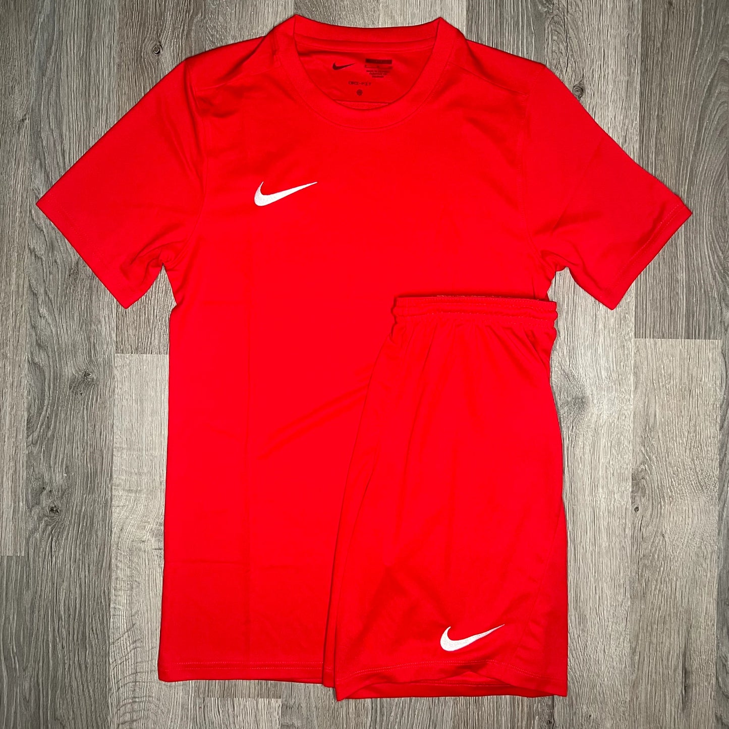 Nike Dri Fit Set - Tee & Shorts - Red (Junior)